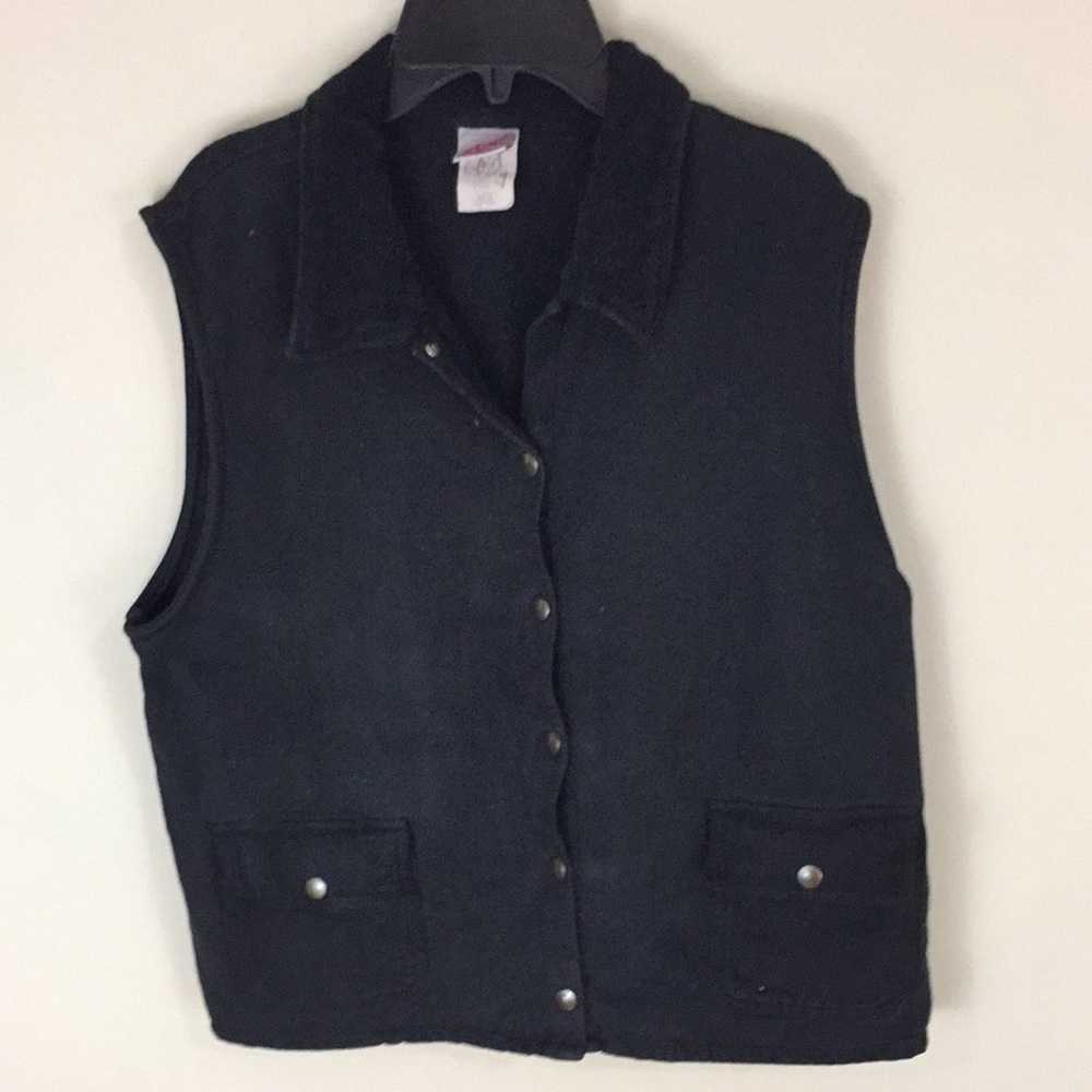Vintage GW Black Snap Vest Made in USA Size Large